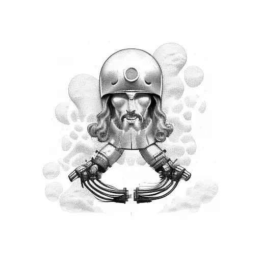 bio mechanical Jesus tattoo design idea