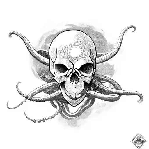 cyclops skull with tentacles tattoo design idea