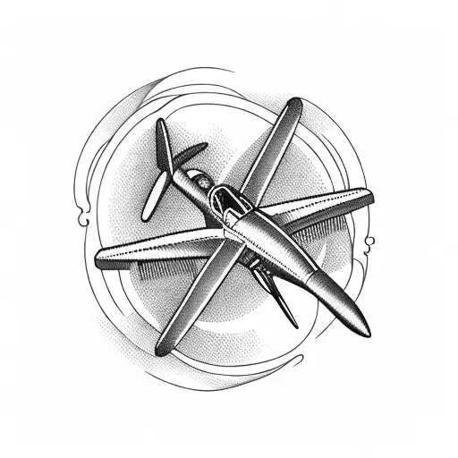 antique airplane tattoo design idea