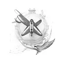 antique airplane tattoo design idea
