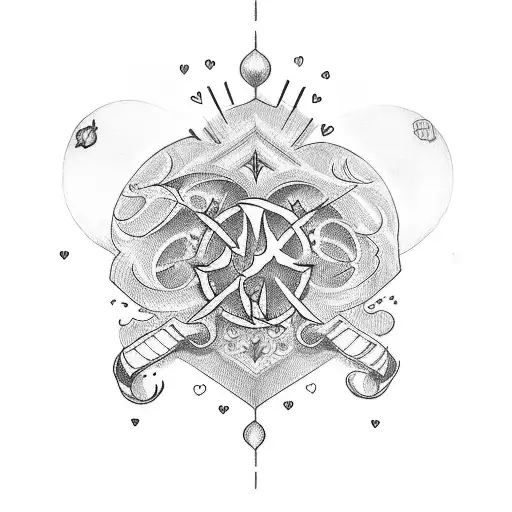 small tattoo with the Roman numeral three and 3 small hearts tattoo design idea