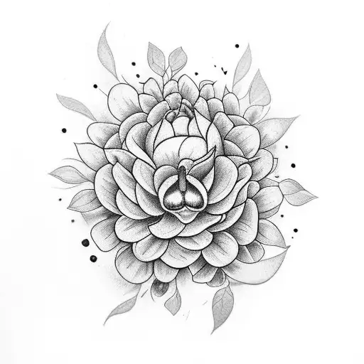 The tattoo could feature a cluster of black dahlias and pomegranates, with a sprig of rosemary woven throughout. The flo tattoo design idea
