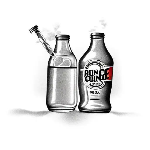 rum and coke cola bottle couple tattoo design idea