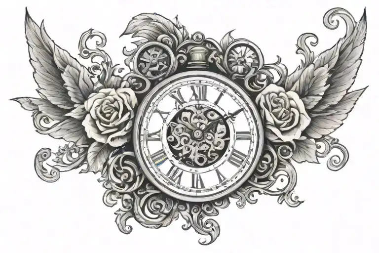 time waits for no one half tattoo design idea