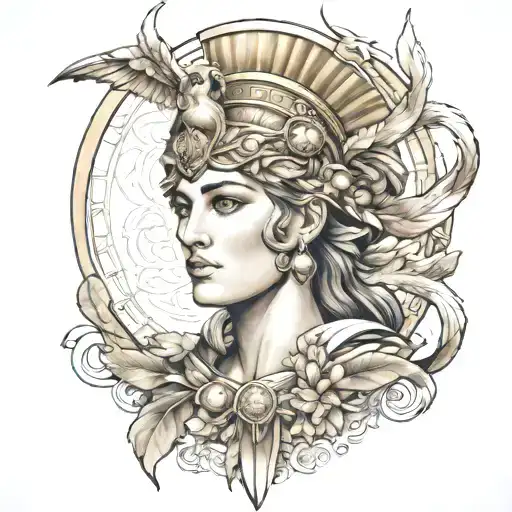 athena greek goddess tattoo design idea