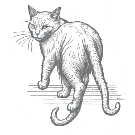 cat walking from behind tattoo design idea