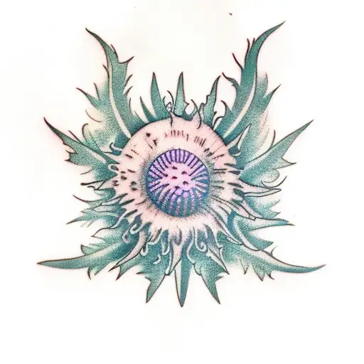 Thistle with banner tattoo design idea