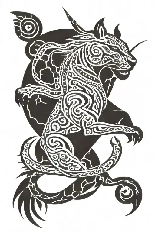 panther and a unicorn tattoo design idea