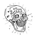 screaming skull, microchip circuit board, binary code tattoo design idea