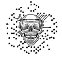 screaming skull, microchip circuit board, binary code tattoo design idea