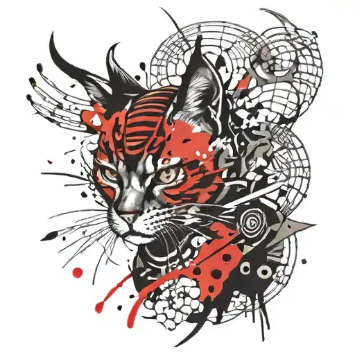 Samurai Cat tattoo design idea