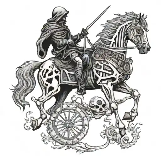 reaper riding a skeleton horse tattoo design idea