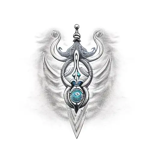 neptune trident tattoo design idea