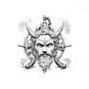 neptune, wall, pillory tattoo design idea