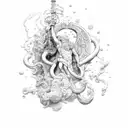 neptune, wall, pillory tattoo design idea