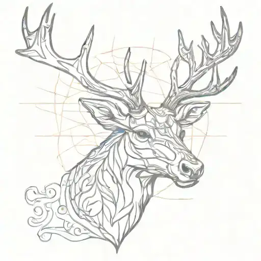Stag head with text tattoo design idea
