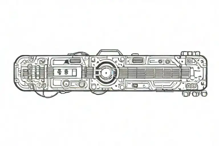 speaker morphing into electric guitar  tattoo design idea