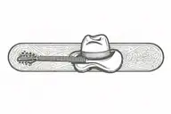cowboy hat guitar   tattoo design idea