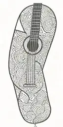 accoustic guitar morphing tattoo design idea