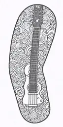 accoustic guitar morphing tattoo design idea