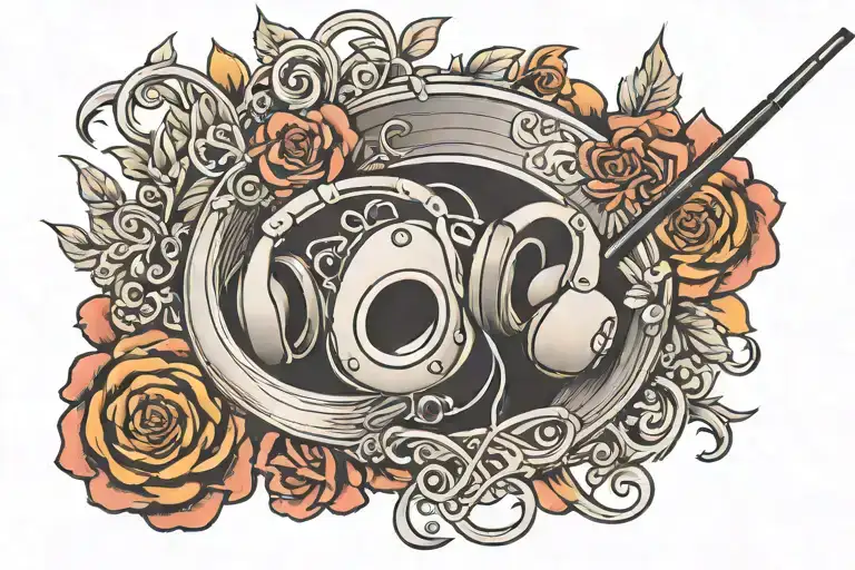 ear buds wire spelling "melody" tattoo design idea