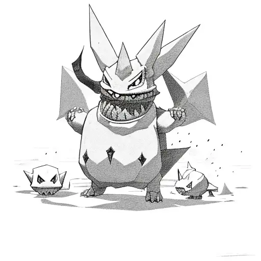 gengar and Nidoking in a battle pose tattoo design idea