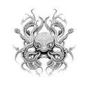 A terrifying monster with multiple eyes and tentacles tattoo design idea