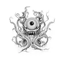 A terrifying monster with multiple eyes and tentacles tattoo design idea