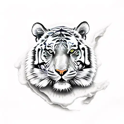 Tiger with skull tattoo design idea