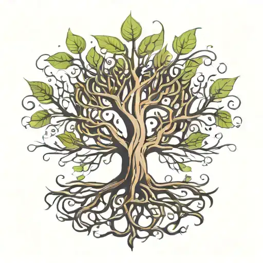 A minimalist tattoo of a tree growing upwards with roots spelling out the word 'success' tattoo design idea