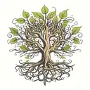 A minimalist tattoo of a tree growing upwards with roots spelling out the word 'success' tattoo design idea