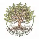 A minimalist tattoo of a tree growing upwards with roots spelling out the word 'success' tattoo design idea