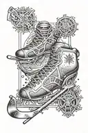 A detailed snowflake design incorporating elements of hockey equipment, representing your passion for winter sports tattoo design idea