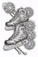A detailed snowflake design incorporating elements of hockey equipment, representing your passion for winter sports tattoo design idea
