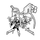 A minimalist tattoo featuring the iconic Elric brothers from Fullmetal Alchemist Brotherhood tattoo design idea