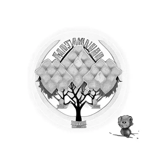 family tree with Gibbons surname, Children Logan and Hannah Rae tattoo design idea