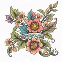 sophisticated realistic Colourful floral vine band minimalist tattoo tattoo design idea