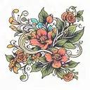 sophisticated realistic Colourful floral vine band minimalist tattoo tattoo design idea