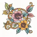 sophisticated realistic Colourful floral vine band minimalist tattoo tattoo design idea