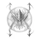 A sword piercing through a dragon's open book tattoo design idea