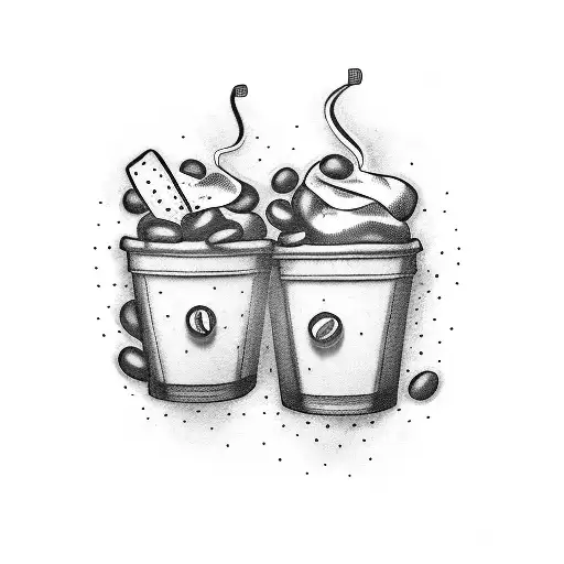 Bartender juggling coffee beans tattoo design idea