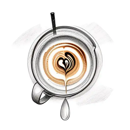 Barista creating latte art in a cocktail glass tattoo design idea