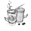 Bartender juggling coffee beans tattoo design idea