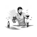 Bartender juggling coffee beans tattoo design idea
