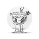 Bartender pouring coffee into a cocktail glass tattoo design idea