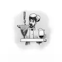 Bartender pouring coffee into a cocktail glass tattoo design idea