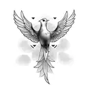 dove flying over roman numerals with roses tattoo design idea