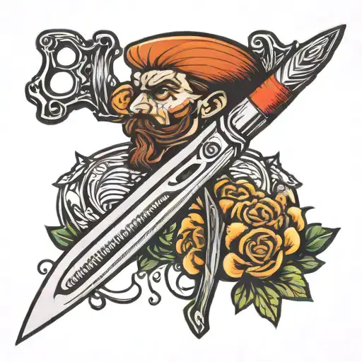 barber scissors, comb, razor tattoo design idea
