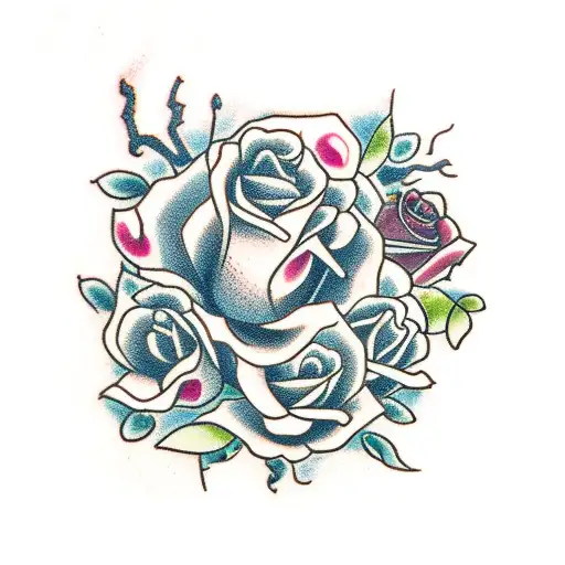 vine with roses tattoo design idea