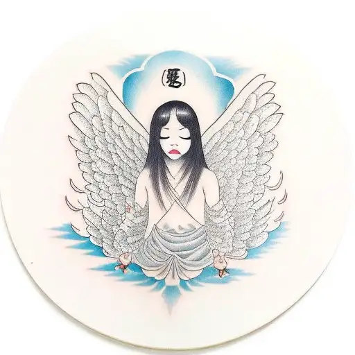 angel falling from sky tattoo design idea